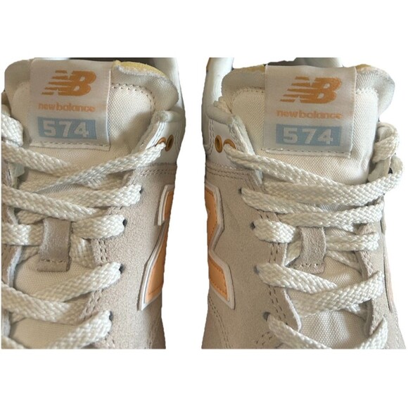 New Balance 574 Womens Size 9B Suede Mesh Gray Orange Sneaker Shoes WL574COR - Picture 6 of 10